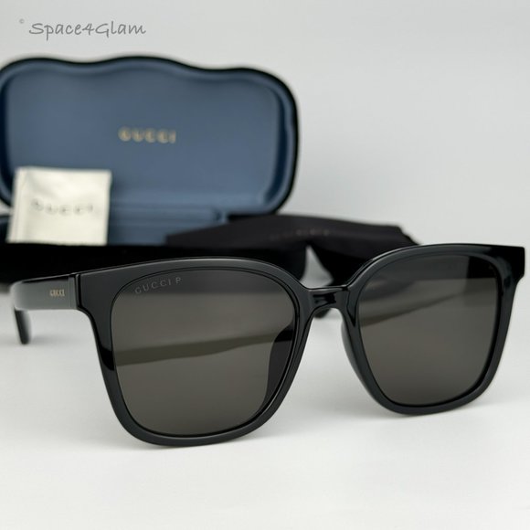 Gucci Women Sunglasses Black Brown Polarized Square GG1346SK 002 NEW main image 8